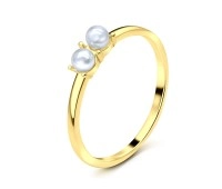 Pearl Gold Plated Silver Rings NSR-2908-GP